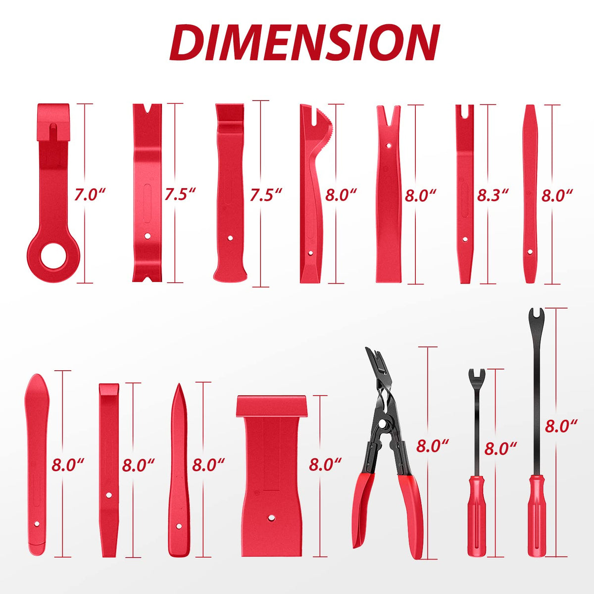 Nilight 200Pcs Trim Removal Tool, Auto Push Pin Bumper Retainer Clip Set Fastener Terminal Remover Adhesive Cable Clips Round Handle Crowbar Kit Car Panel Radio Auto Clip Pliers