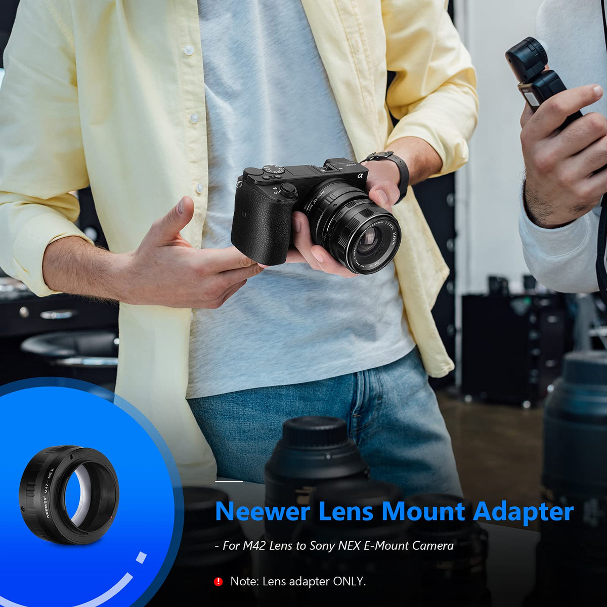 NEEWER Lens Mount Adapter for M42 Lens to Sony NEX E-Mount Camera,Fits Sony A7 A7S/A7SII A7R/A7RII A7II A3000 A6000 A6300 NEX-3 NEX-3C NEX-5 NEX-5C NEX-5N NEX-5R NEX-6 NEX-7 NEX-VG10/20