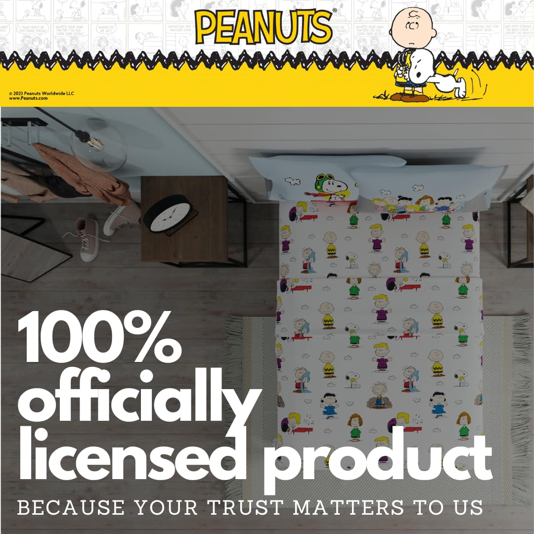 Franco Collectibles Peanuts Snoopy Bedding Juego de sábanas de Microfibra súper Suave y acogedora, de 4 Piezas, (Producto con Licencia Oficial)