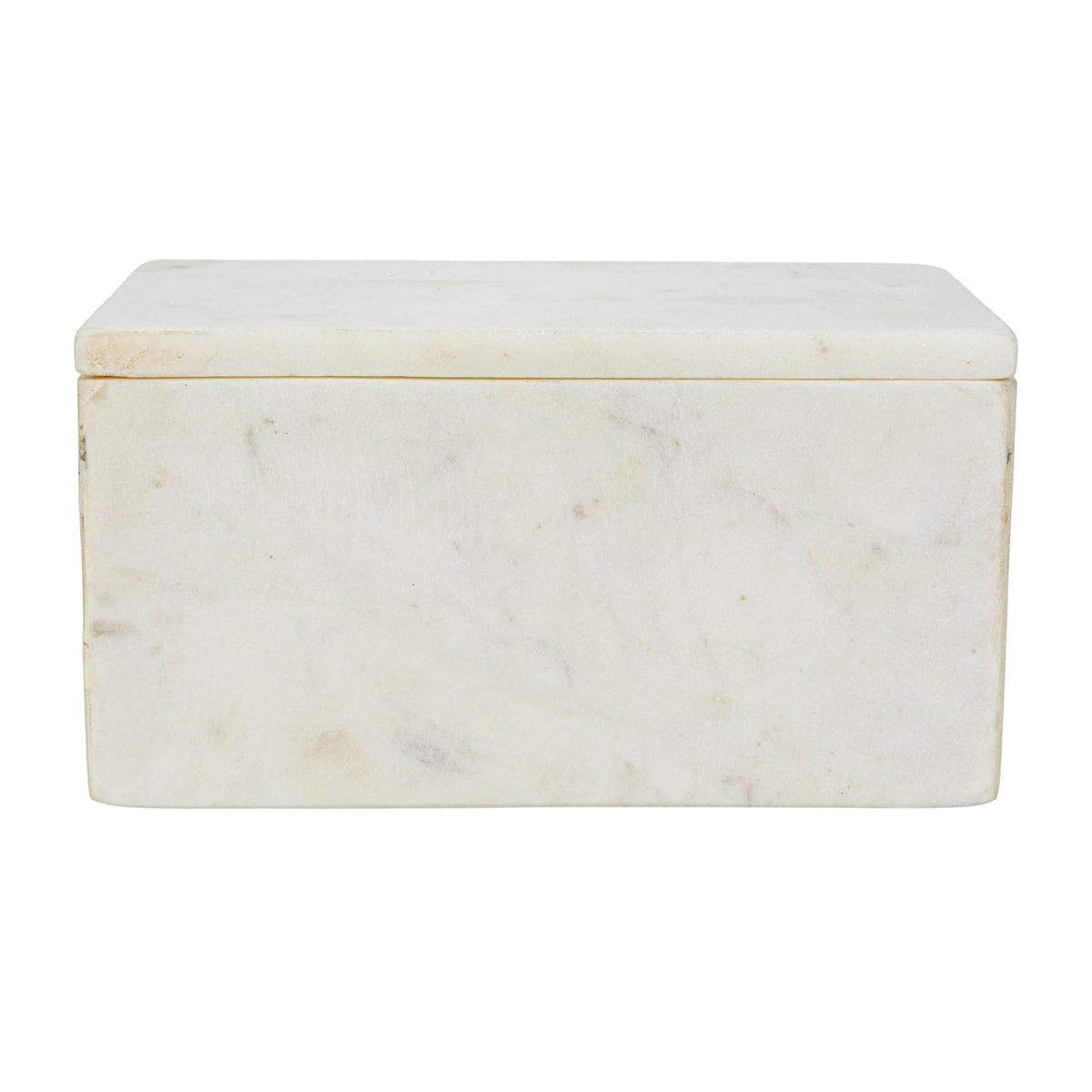 Bloomingville - Caja de almacenamiento de mármol con tapa, color blanco