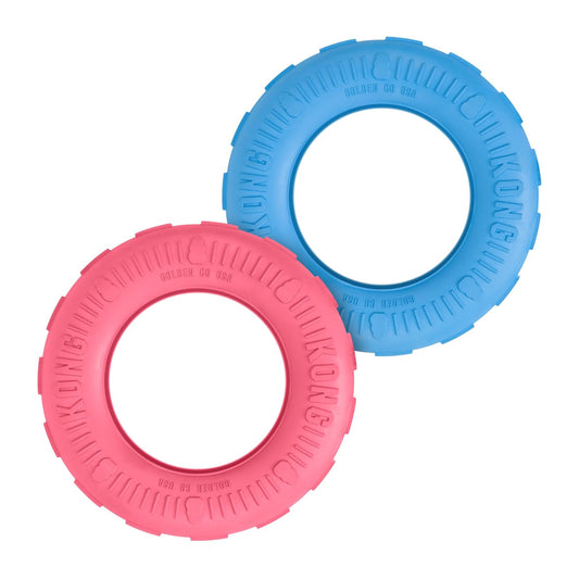 Kong Puppy Tires, color Rosa/Azul, Mediano/Grande