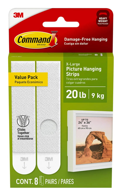 Command Tiras Grandes para Colgar Cuadros Blanco 120 Pares - 8 pares resistentes