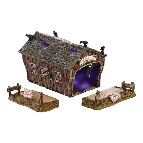 Department 56 Accesorios para pueblos Halloween Crow Creek - Figura de Accesorio de Puente Cubierto, 4.7 Pulgadas