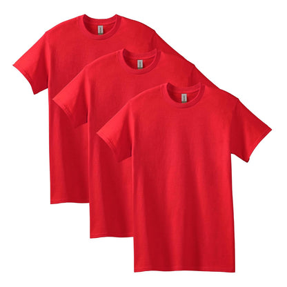 Gildan G5000 Camiseta de Algodón Pesado para Hombre - 3 - Rojo y negro - XXL