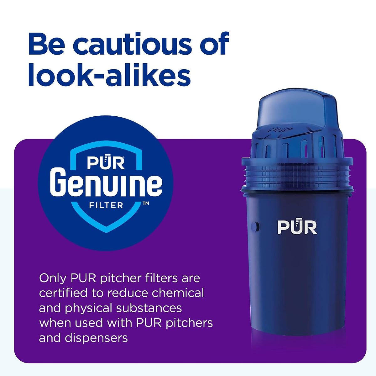 PUR Classic - Dispensador de jarra para filtro de agua, 18 tazas, transparente