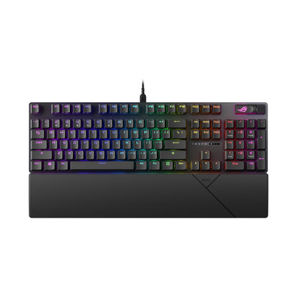 ASUS ROG Strix Scope II X Teclado Gaming, NX Snow V2, PBT, RGB | Teclado gaming con switches ROG NX Snow V2 hot-swap, teclas PBT, espuma acústica, controles multifunción y reposamuñecas.