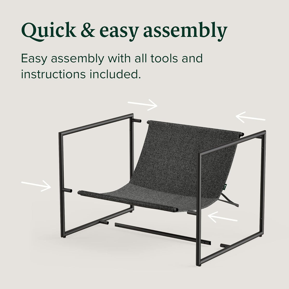 ZINUS Aidan Sling Accent Sillón con Marco de Metal con amortiguación de Espuma triturada, Gris Oscuro