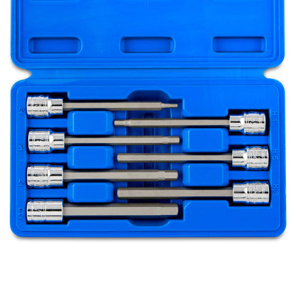 Neiko 10076A 3/8-Inch Extra Long Metric Hex Bit Socket Set | 7-Piece Set