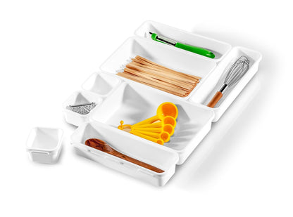 Madesmart - Paquete de 8 contenedores entrelazados personalizables multiusos, una organización en el hogar, sin BPA, blanco, 8 unidades