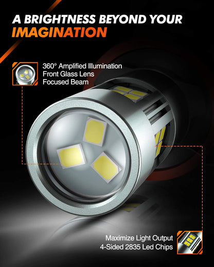 SEALIGHT H11/H8/H16 Bombillas LED Antiniebla 6000K 360° Iluminación Real 400% Más Brillo, Blanco, 2 Piezas