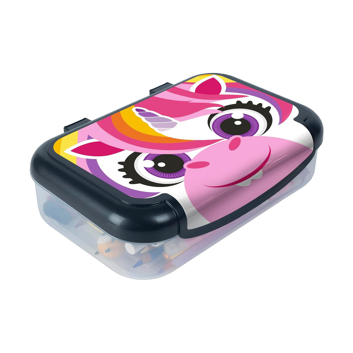 ZIPIT - Caja de lápices de plástico reciclado para niñas | Estuche para lápices para la escuela | Caja de lápices de gran capacidad (unicornio)