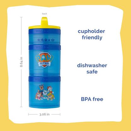 Whiskware Paw Patrol - Recipientes apilables para bebés, niños y niños, 3 tazas apilables para aperitivos para la escuela y los viajes, apto para fórmulas, apto para portavasos para todas las patas en