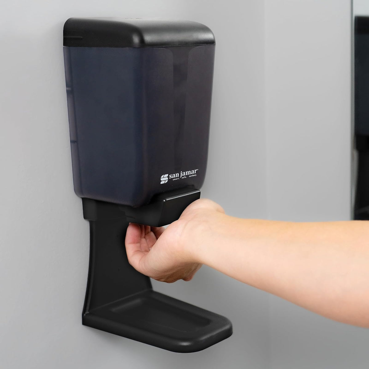 San Jamar Dispensador de jabón Manual de plástico clásico, dispensador desinfectante de Manos con compatibilidad Universal para el hogar, baño, Cocina, restaurantes, 30 onzas, Azul ártico