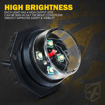 Xprite - Kit 8 luces estroboscópicas LED ocultas tipo policía, blanco ámbar, 20 patrones parpadeo c/panel de control p/faros delanteros, traseros, luces advertencia p/vehículo emergencia, camión, SUV