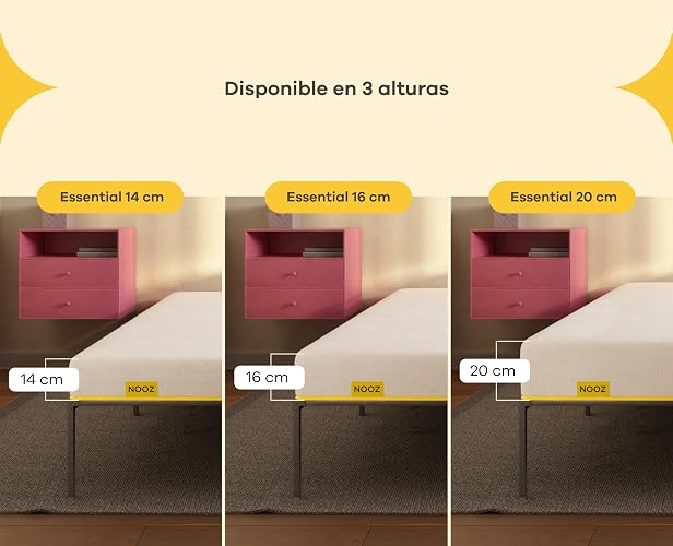 Nooz Colchón en Caja Essential, Matrimonial, Altura 16cm, Espumas de Alta Calidad para un Mejor Descanso