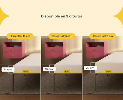Nooz Colchón en Caja Essential, Matrimonial, Altura 16cm, Espumas de Alta Calidad para un Mejor Descanso