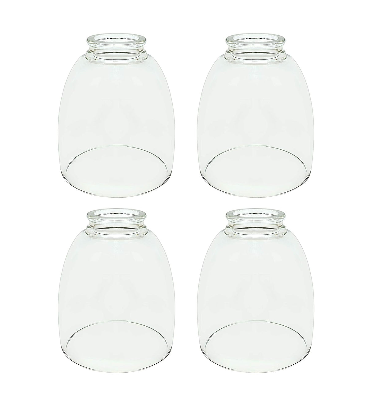Aspen Creative Clear 23073-4 Transitional Style Replacement Glass Shade, 2-1/8" Fitter Size, 5-1/2" high x 4-5/8" Diameter, 4 Pack