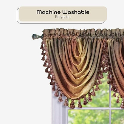Achim Home Furnishings Ombre Cascada Cenefa, 99 cm de Largo x 101 cm de Ancho, Autumn, 1 uds. por Paquete