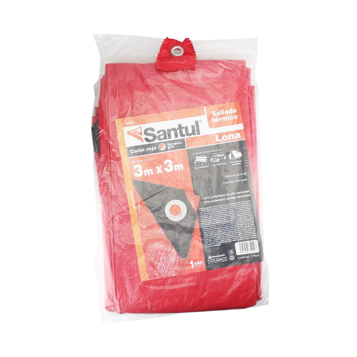 Santul 5429 Lona uso ligero Roja, 3 X 3M