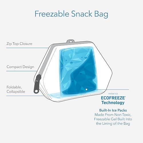 PackIt Bolsa congelable para aperitivos, sirenas | Bolsas de hielo integradas, tecnología EcoFreeze+, aperitivos frescos para llevar, mini refrigerador, almuerzos pequeños