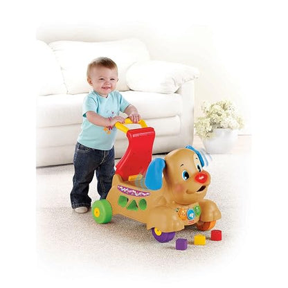 Fisher-Price Ríe y Aprende Andadera Perrito Camina Conmigo 9+ Meses | Más de 50 canciones, melodías y frases; convertible a montable, con luces