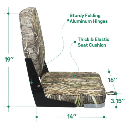 ERGOSEAT Asiento Acolchado Plegable con Respaldo para Bote Jon Camuflaje Max4