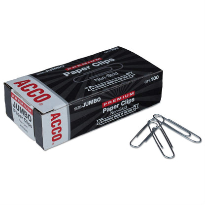 Clips de papel ACCO, Antideslizante (Premium), Plateado, 1 caja
