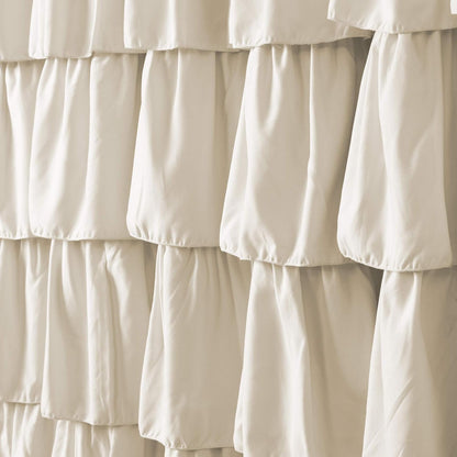 Lush Decor, Cortina de Ducha con Volantes de Color Marfil | Diseño de Estilo rústico con Textura Floral, 72 x 72 Pulgadas