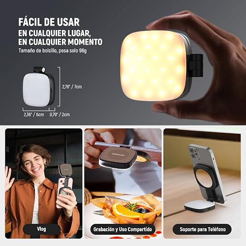 NEEWER BÁSICO Luz Selfie Magnética Compatible con MagSafe iPhone, CRI95 700lx/0,3m Aro Relleno LED Plegable Iluminación con Espejo para Zoom Maquillaje Foto Grabación Videoconferencia, Negro NL48B