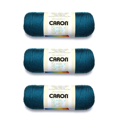 Caron Simply Soft Estambre Acrílico, Paquete de 3 (170 g c/u) - Pagoda