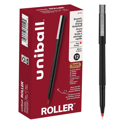 Uni-ball Stick Bolígrafo Roller Ball Punta Micro, Caja 12 - Rojo