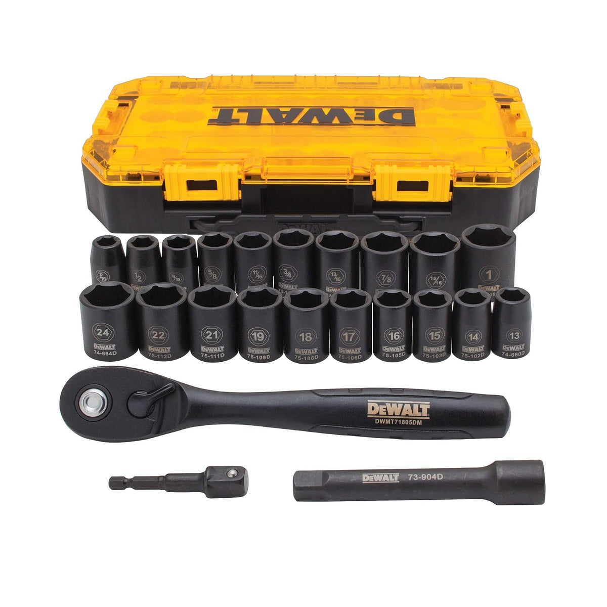 DEWALT Juego de Llaves de Impacto 3/8", Métrico/SAE - Juego de 23 llaves de vaso - Juego de enchufes