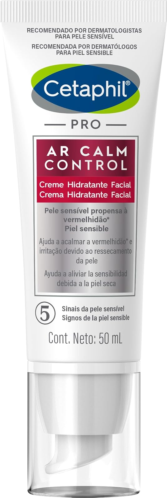 Cetaphil Pro AR Calm Control Crema Facial Noche Piel Enrojecimiento 50 ml | Hidrata hasta 24 h, ayuda a reducir rojez, comezón e irritación y restaura barrera cutánea con ceramida NP y niacinamida B3+.
