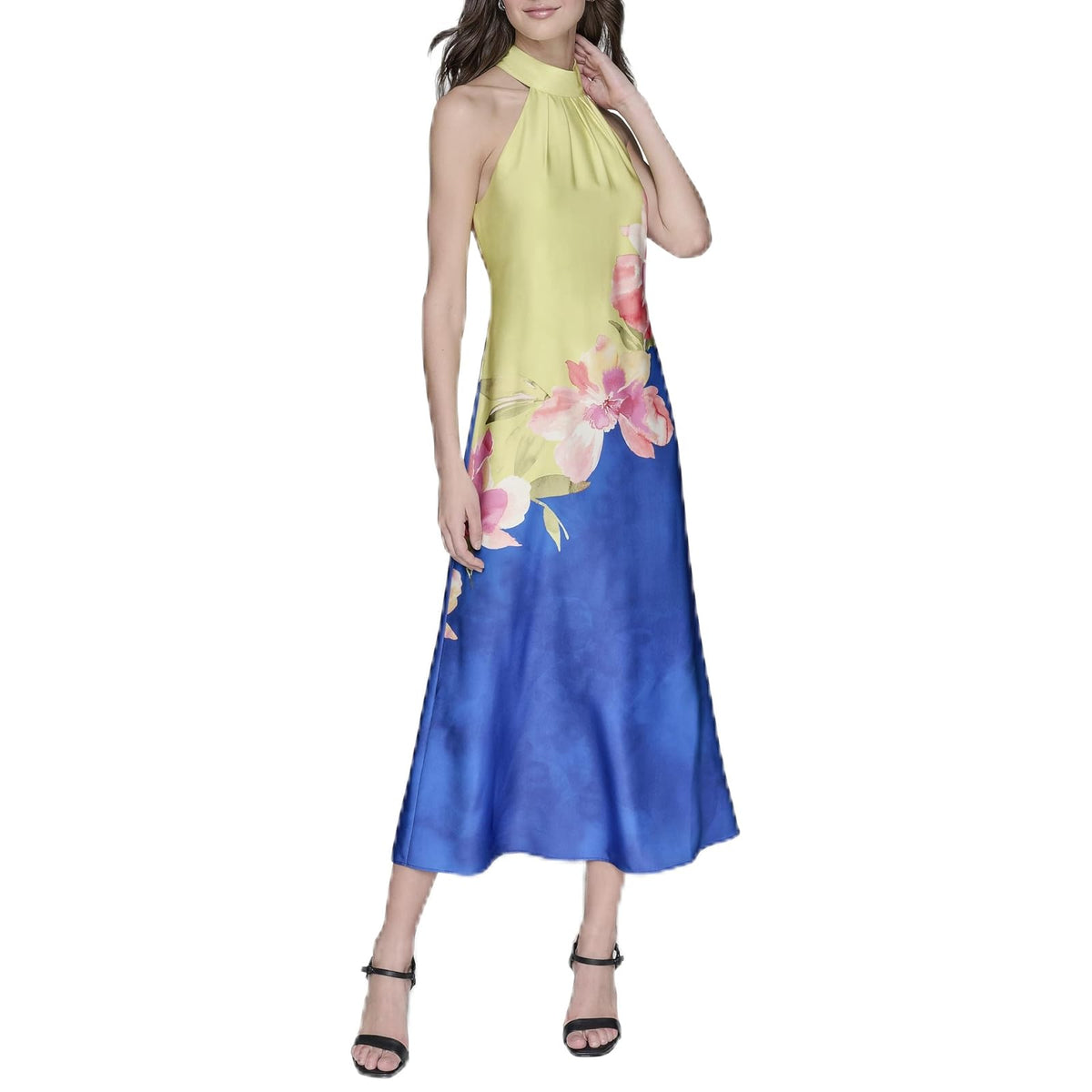 KARL LAGERFELD Sleeveless Halter Neck Maxi Dress Vestido Mujer