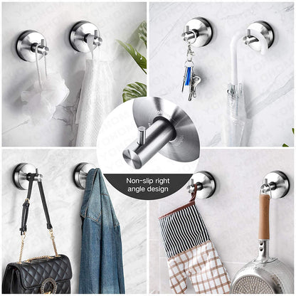 Yohom Gancho Ventosa Fuerte 2 piezas El Toallero Ventosa De Pared Para Baño Cocina Colgador Perchero De Toallas Ropa y Bata Gancho Succión Sin Necesidad De Taladrar Acero Inoxidable Acabado Cepillado