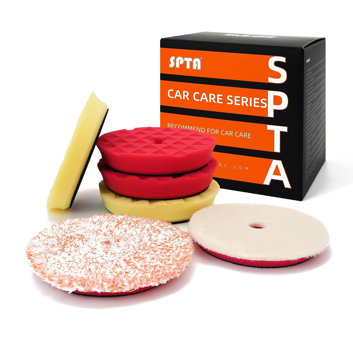 SPTA - Juego de almohadillas para orejas de pulido de 6 pulgadas, 150 mm, para reparación de cuerpo, hecho para placa de respaldo de 6 pulgadas, 6 almohadillas para orejas de pulido con esponja, juego