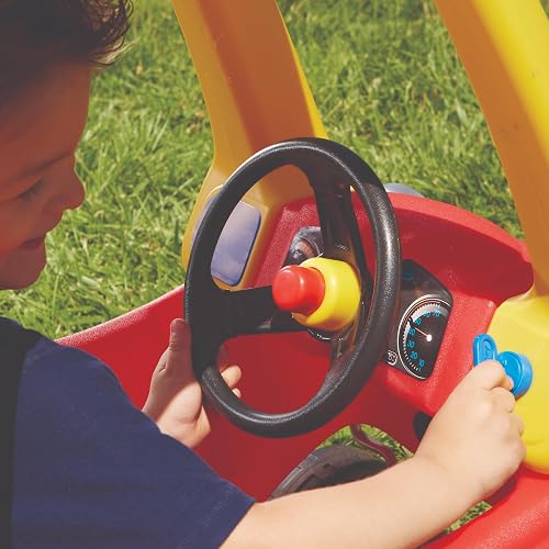 Little Tikes Cozy Coupe - Automóvil de Empuje Infantil - Carro Montable para Niños y Niñas - Auto con Claxon, Botón de Arranque - Carrito de Empuje - Ride on para Niños - Color Rojo/Amarillo