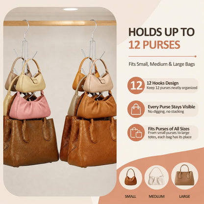ZEDODIER Organizador para Colgar Bolsos para clóset, 2 Unidades de Soporte para Bolsas Colgantes, manteniendo los Bolsos visibles y en Buenas Condiciones, Gancho de Almacenamiento de Metal para Bolso