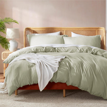 Nestl Bedding Juego de Funda para Edredón 3 Piezas, Microfibra - Verde Oliva - Individual