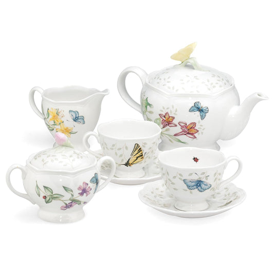 Lenox Butterfly Meadow Cafetera con tapa, Blanco, 7 onzas, 1
