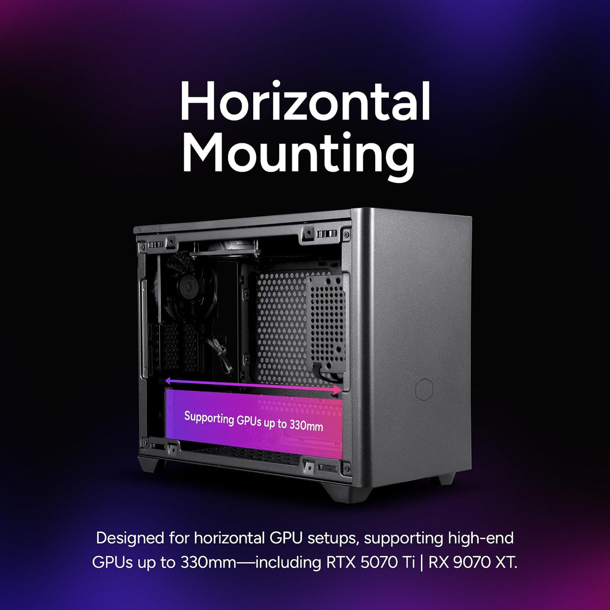 Cooler Master NR200 SFF - Caja Mini-ITX con Panel ventilado, GPU de Triple Ranura, sin Herramientas y accesibilidad de 360 Grados, sin Elevador PCI