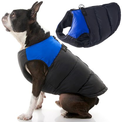 Gooby Chaleco Acolchado con Cierre para Perro - XS - Azul - Patchwork