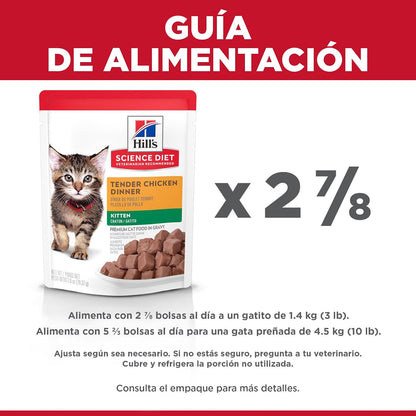 Hill's Science Diet Alimento Húmedo para Gatito Pollo 24 Pack 79G | Alimento húmedo Hill's para gato, pollo real, crecimiento sano, desarrollo cerebral con DHA, soporte inmunológico