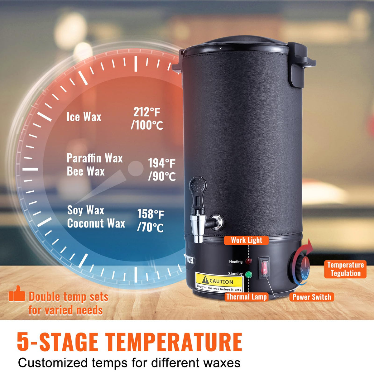VEVOR - Melter de cera para hacer velas, 10 l extragrande de cera eléctrica, con boquilla de fácil vertido y control de temperatura de 9 niveles, fácil de limpiar para velas, jabón, crema, producción