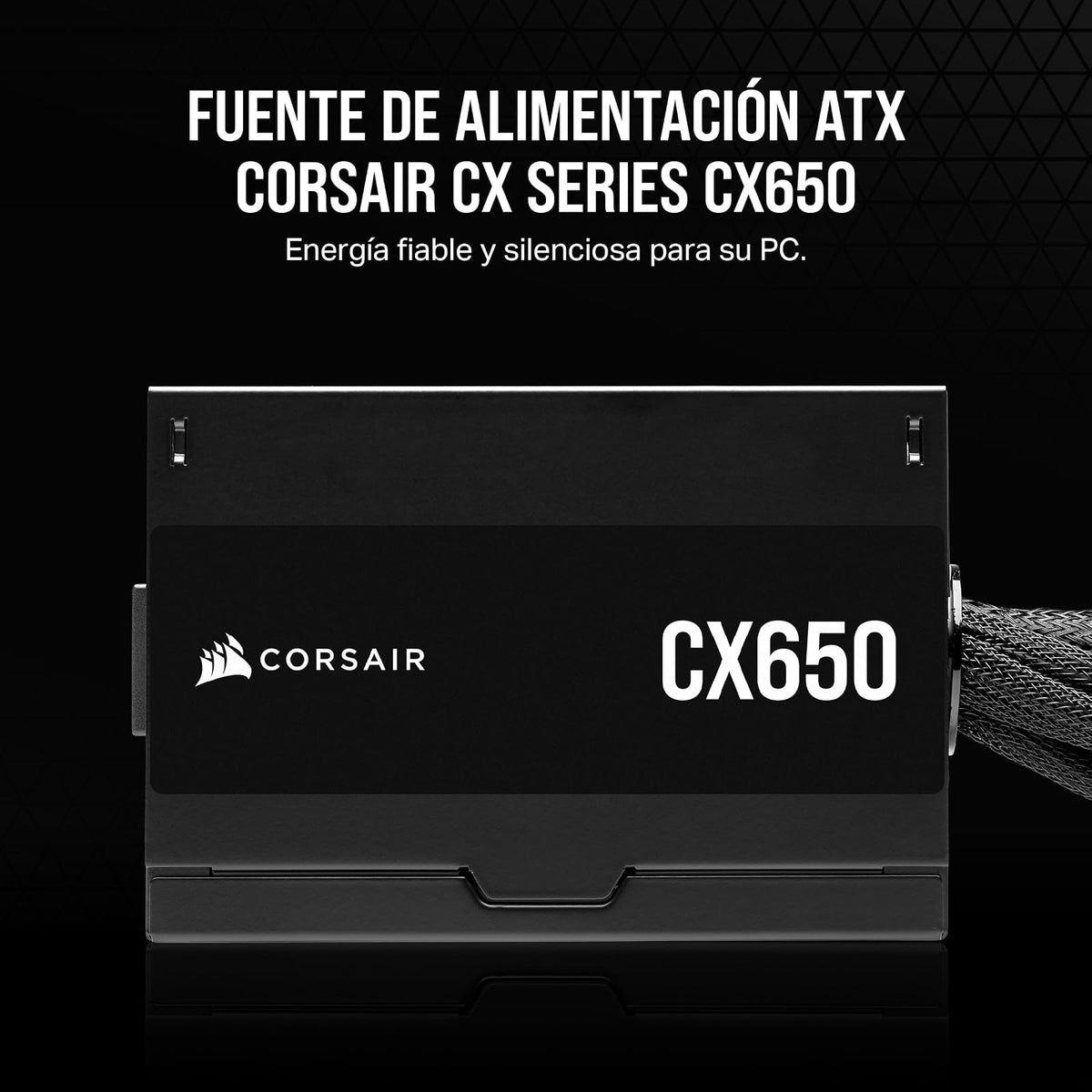 Corsair CX650 ATX 650W Fuente de Alimentación - Eficiencia 80 Plus Bronze - Bajo Ruido - Cables con Funda - No Modular - NA - Negro