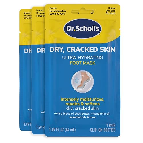 Dr. Scholl's Ultra Hydrating Foot Peel Mask 3pk, Intensely Moisturizes Repairs and Softens Rough Dry skin with Urea, 3 Count