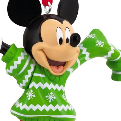 Hallmark Disney Mickey Mouse en suéter de Navidad Adorno de Navidad, Regalos para fanáticos de Disney