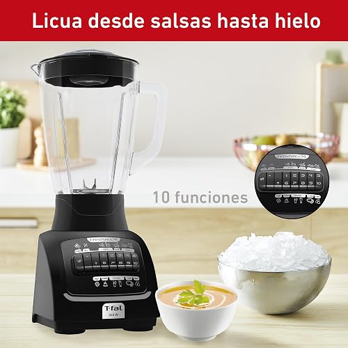 T-FAL Licuadora Infiny Force XL 10 velocidades negra | Tritura todo sin dejar trozos, 6 cuchillas de acero inoxidable, 3 veces más eficiente. Capacidad de 2.2 L, 550W. LN8208MX