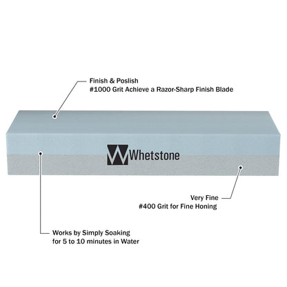 Whetstone Cutlery 20-10960 Knife Sharpening Stone-Dual Sided 400/1000 Grit Water Stone Sharpener and Polishing Tool