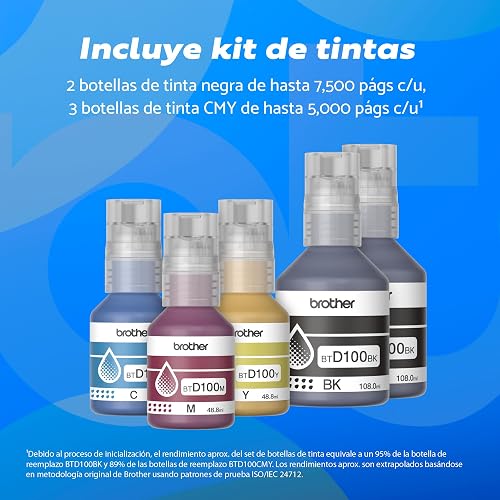Brother Multifuncional InkBenefit Tank DCP-T730DW,Tinta Continua,Wi-Fi | Wi-Fi, Dúplex Automático, Incluye Kit de Tintas de Ultra Alto Rendimiento, Escáner y Copiadora
